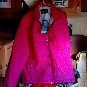 EXC! Lands End Quilted PrimaLoft Jacket Coat Size L/T 14-16 Magenta Lightweight